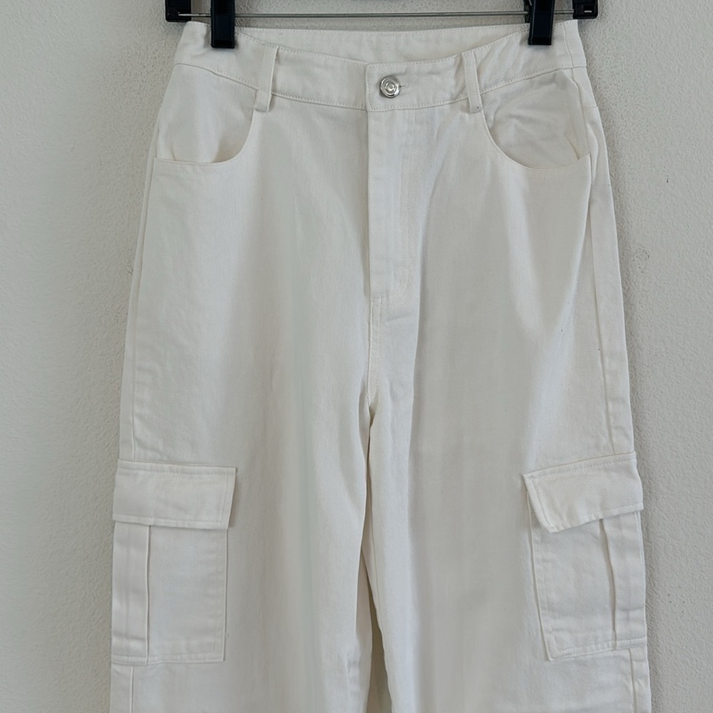 Princess Polly Jeremiah Cargo Jeans White - Picture 2 of 8